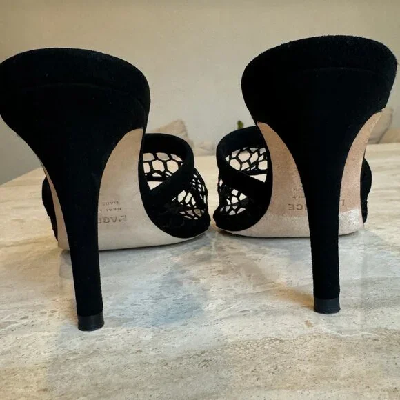 L'AGENCE Open Toe Suede Mesh Mule - Picture 3 of 6